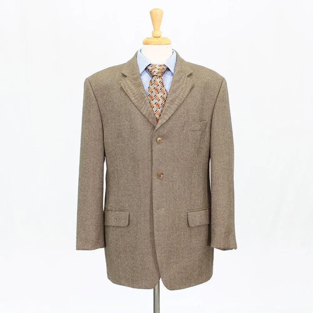 Mark & Spencer 44R Brown Solid 3-Button Sport Coat Blazer Jacket V337